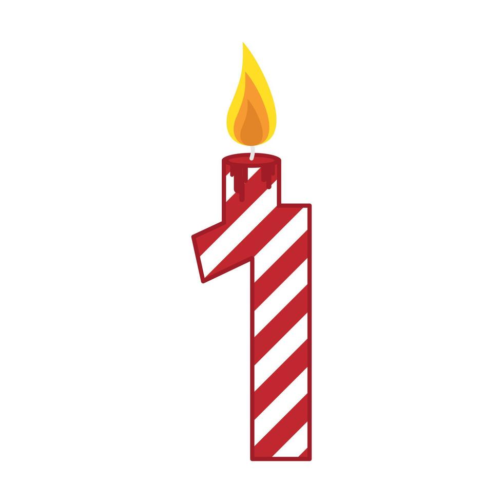 Birthday candle number flat illustration vector