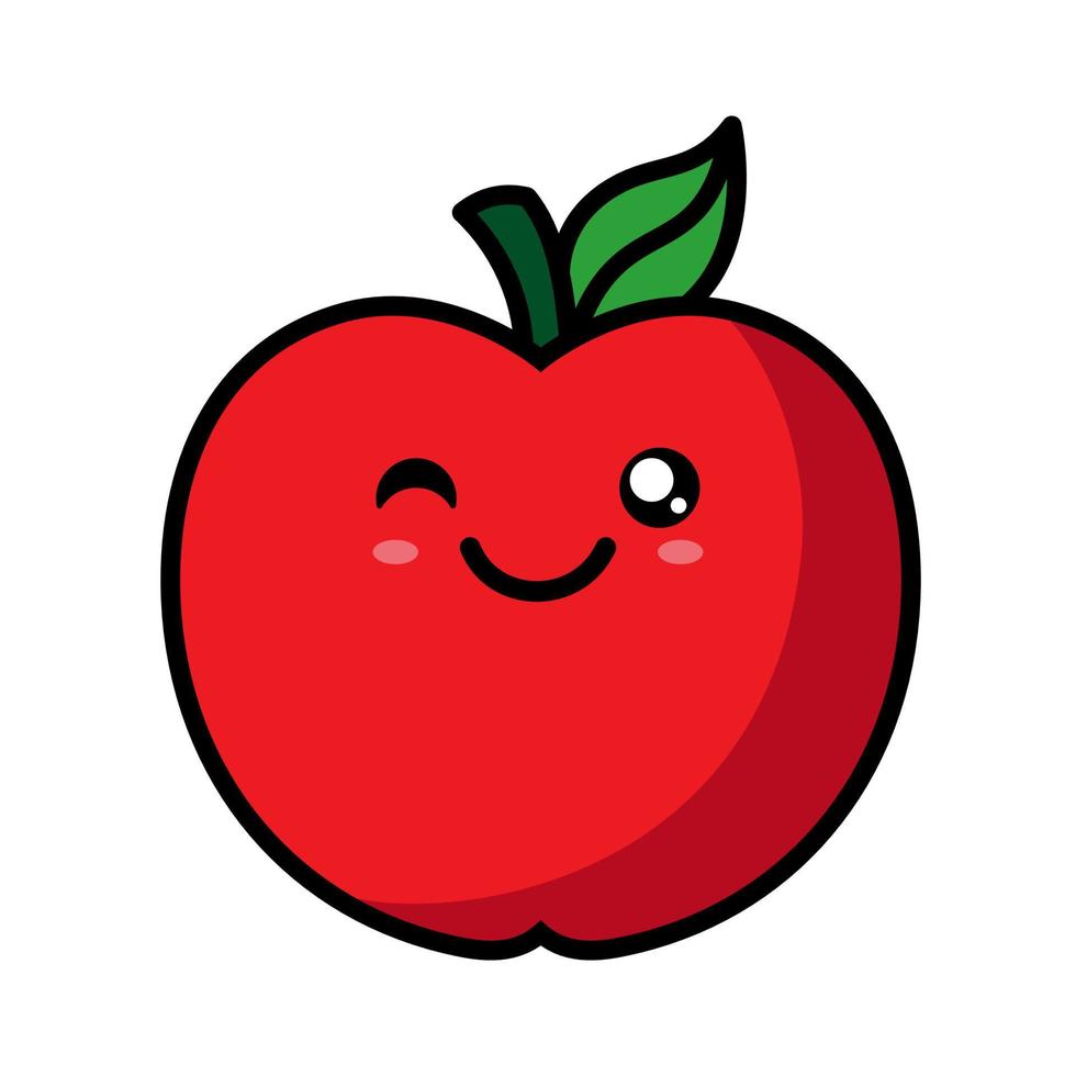 linda ilustración de dibujos animados de manzana vector