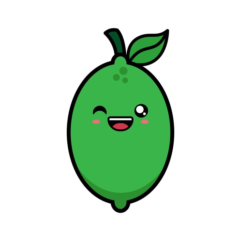 Cute lemon fruit cartoon illustration vector