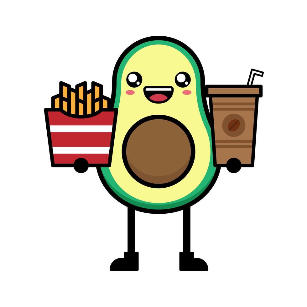 Cute avocado cartoon illustration vector