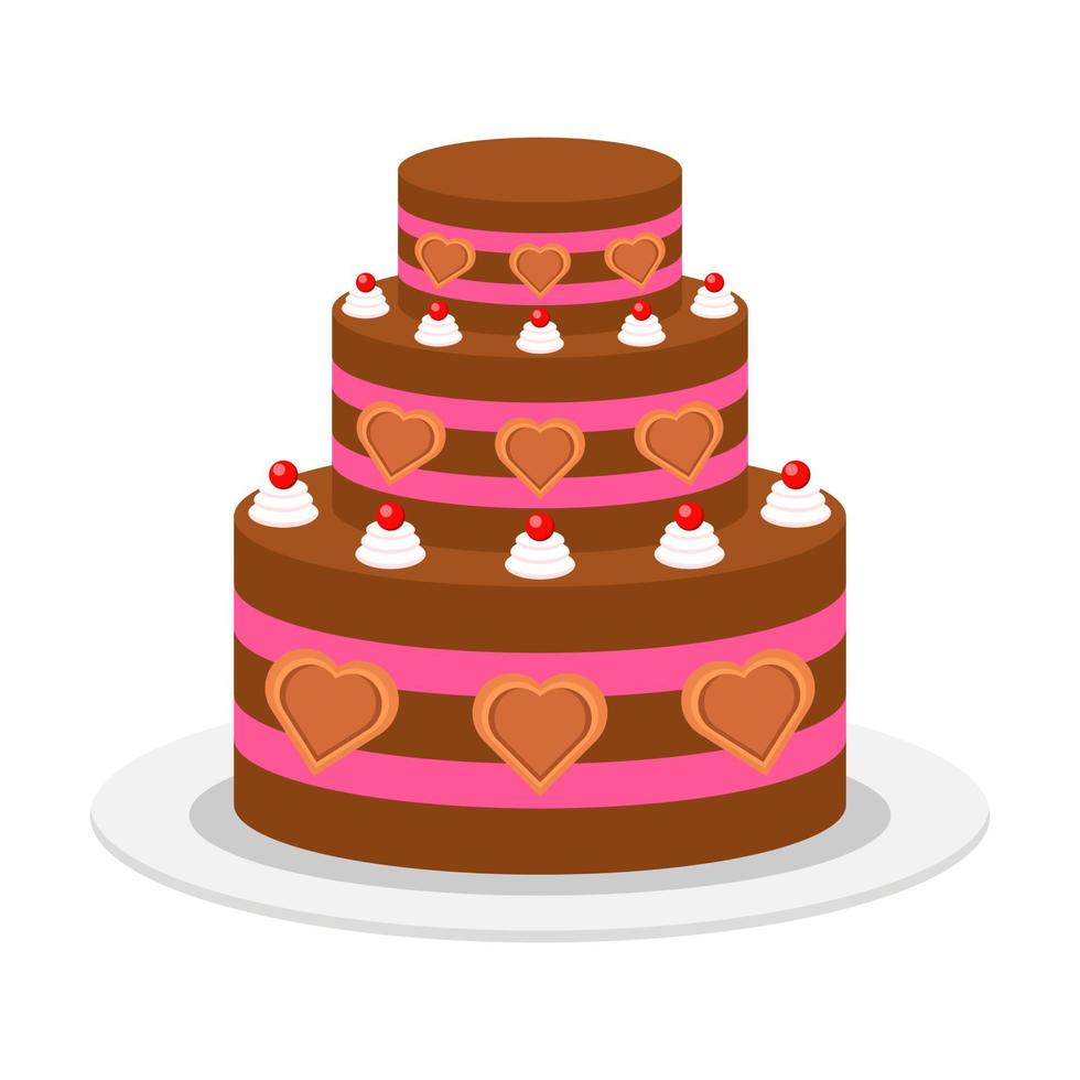 Beautiful cake flat illustration vector