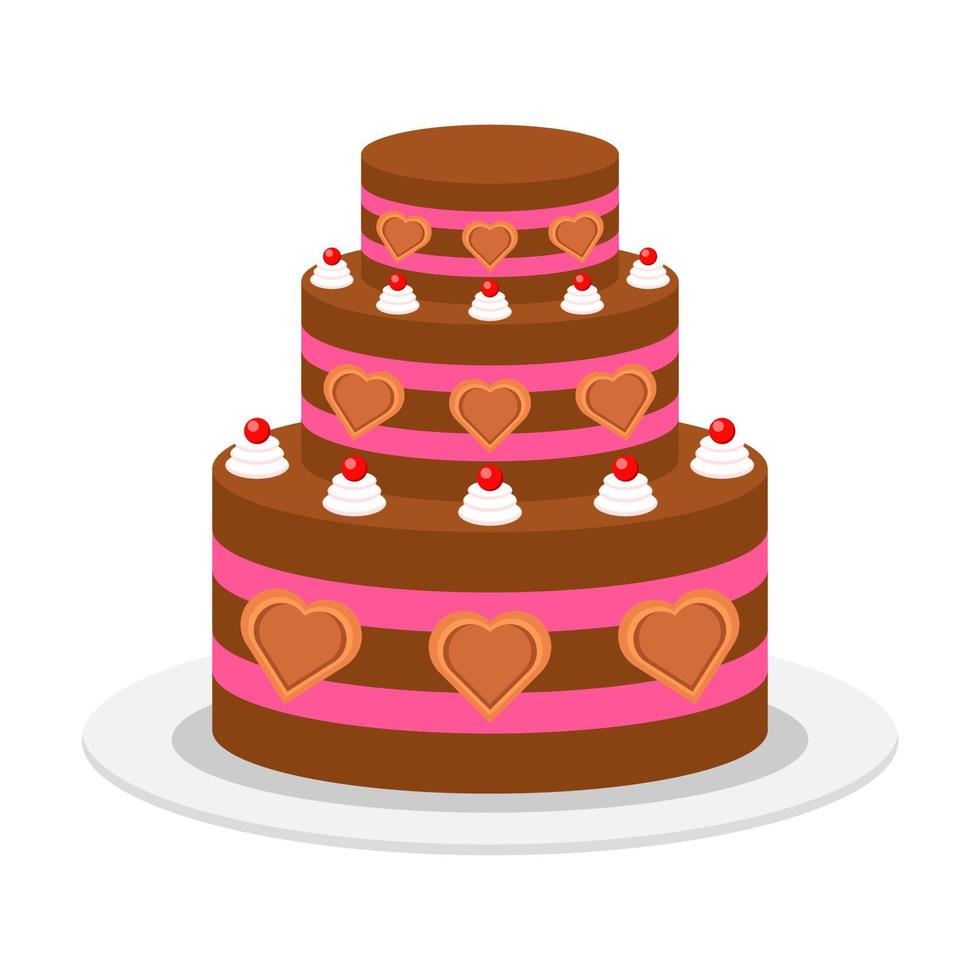 Beautiful cake flat illustration vector