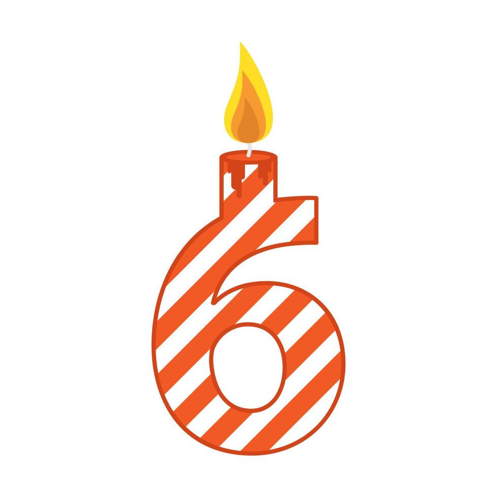 Birthday candle number flat illustration vector