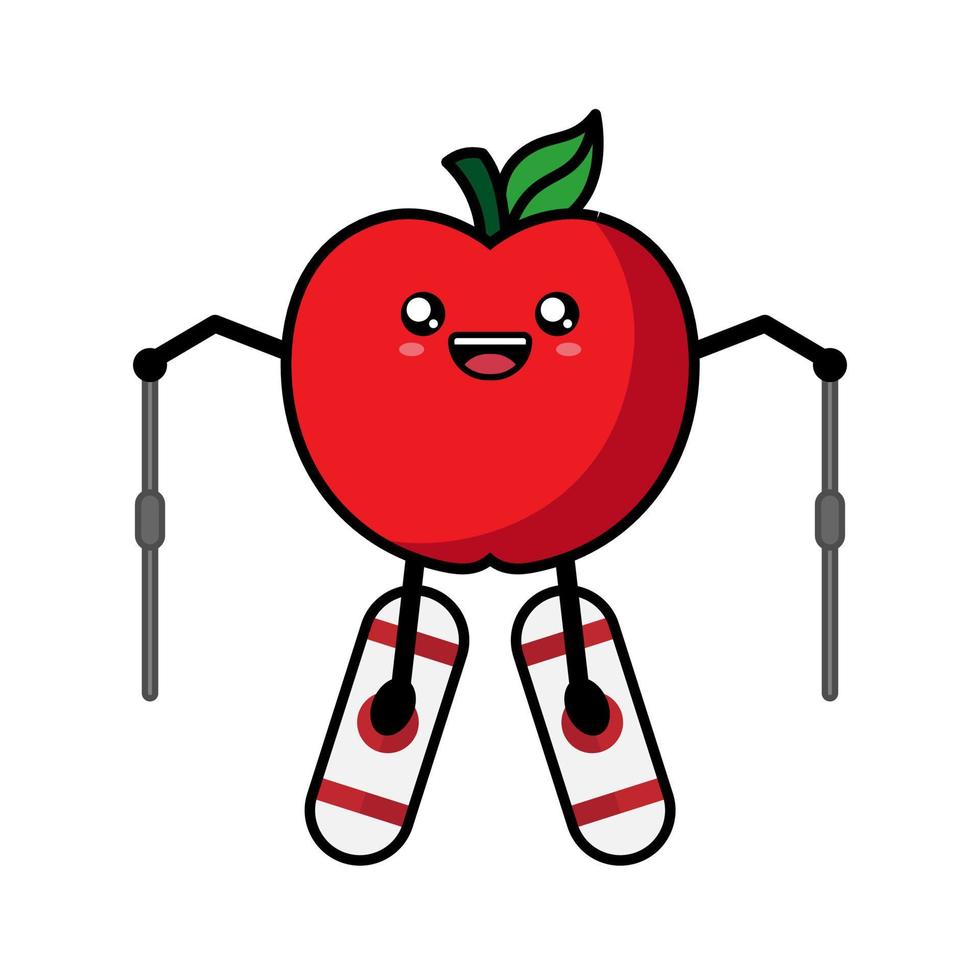 linda ilustración de dibujos animados de manzana vector