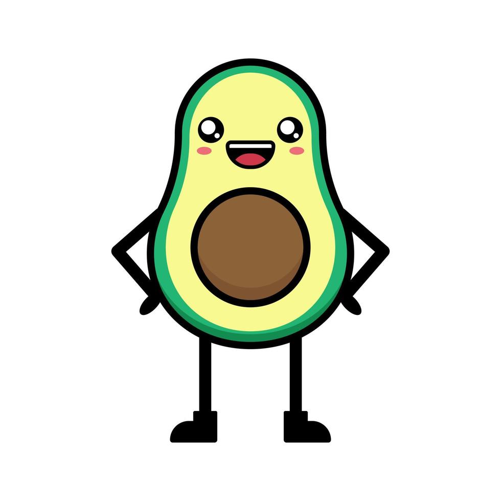 linda ilustración de dibujos animados de aguacate vector