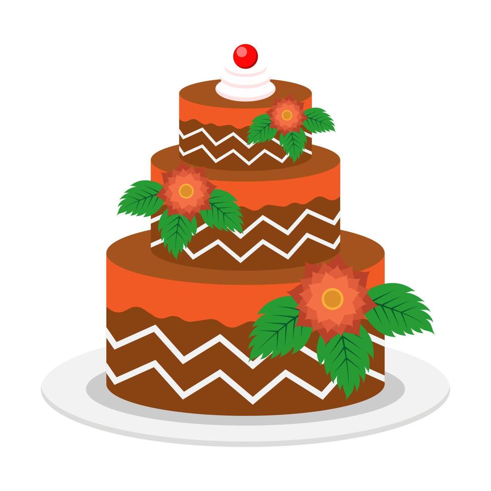 Beautiful cake flat illustration vector