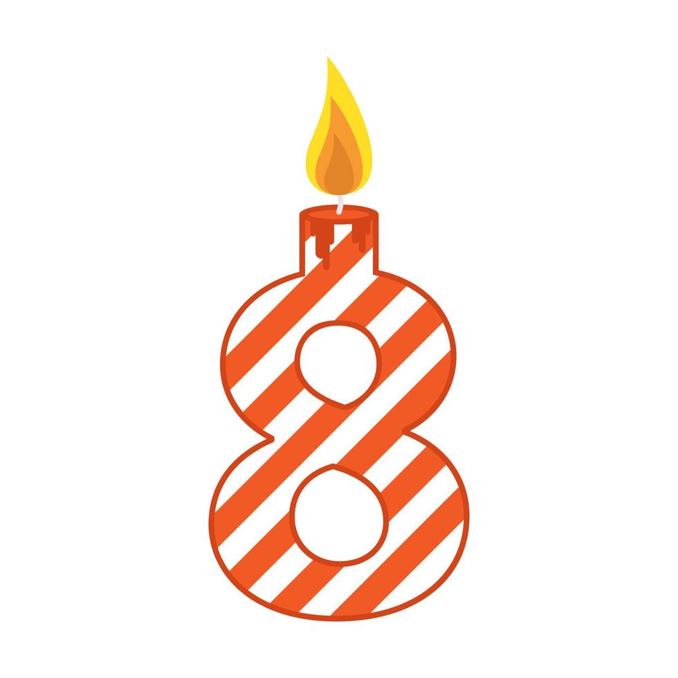 Birthday candle number flat illustration vector