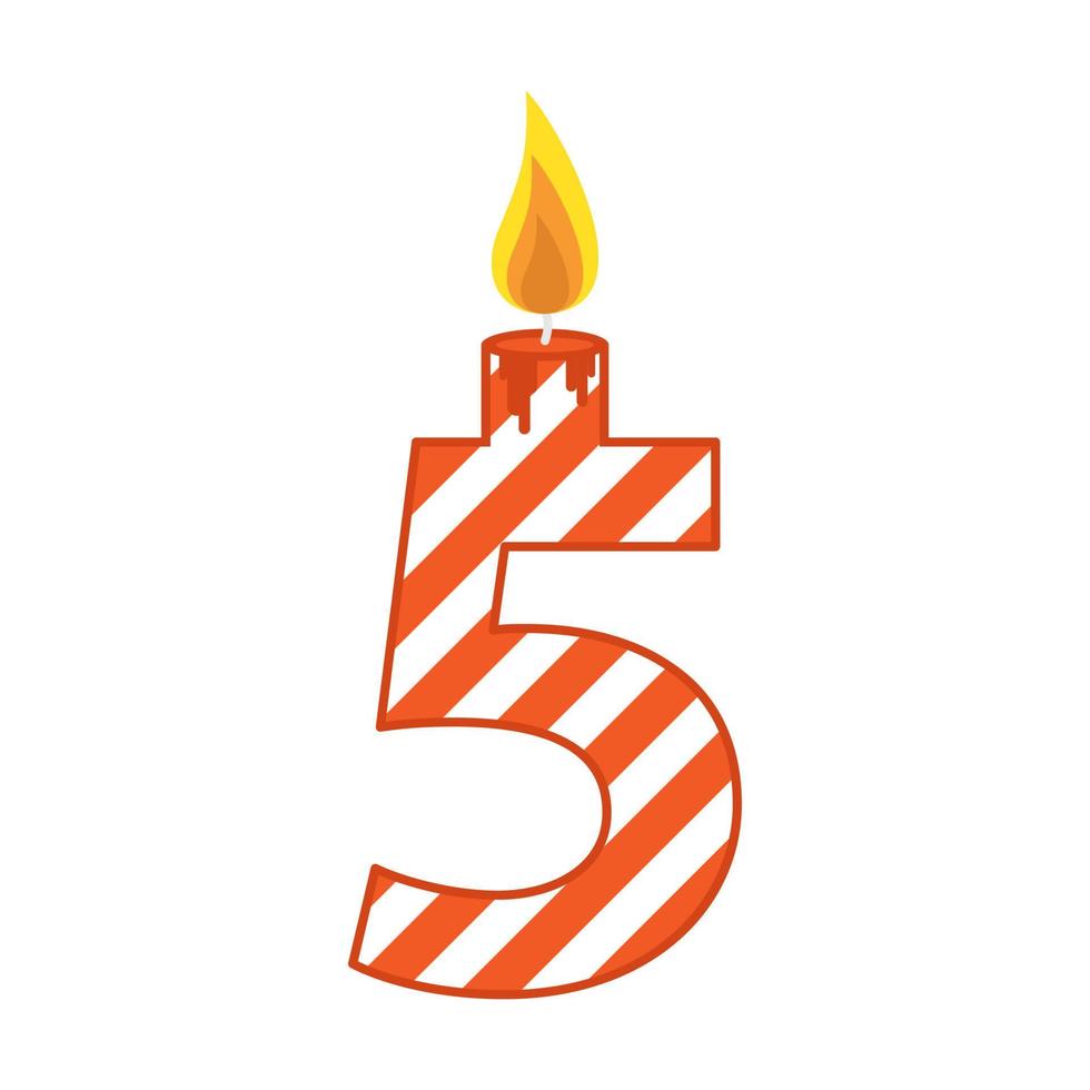 Birthday candle number flat illustration vector