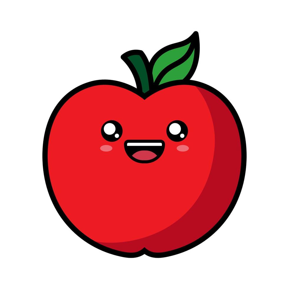 linda ilustración de dibujos animados de manzana vector