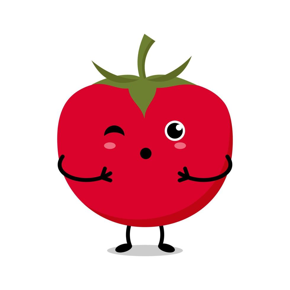 Cute tomato cartoon illustration vector