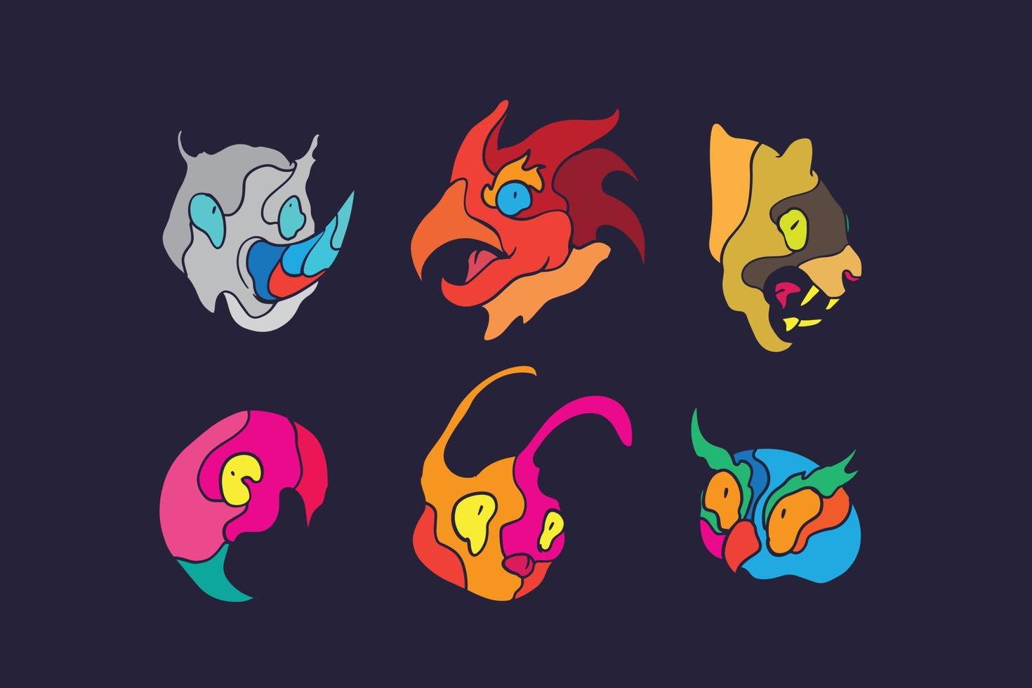 Animals Heads Cartoon vector
