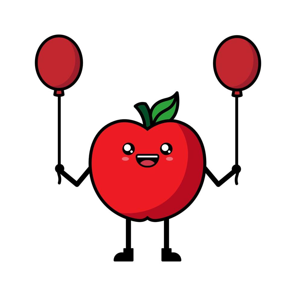 linda ilustración de dibujos animados de manzana vector