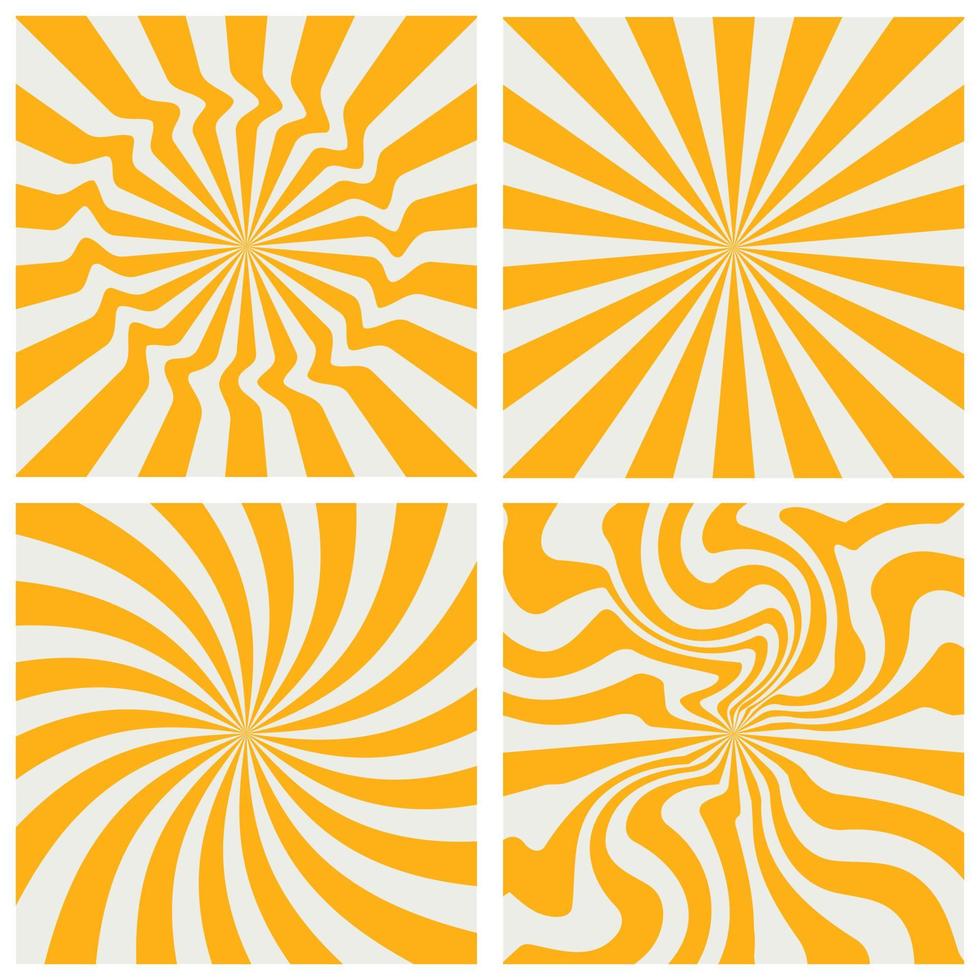 set of rainbow line backgrounds in 1970s hippie style. patterns retro vintage 70s groove. psychedelic poster background collection. vector design illustration.