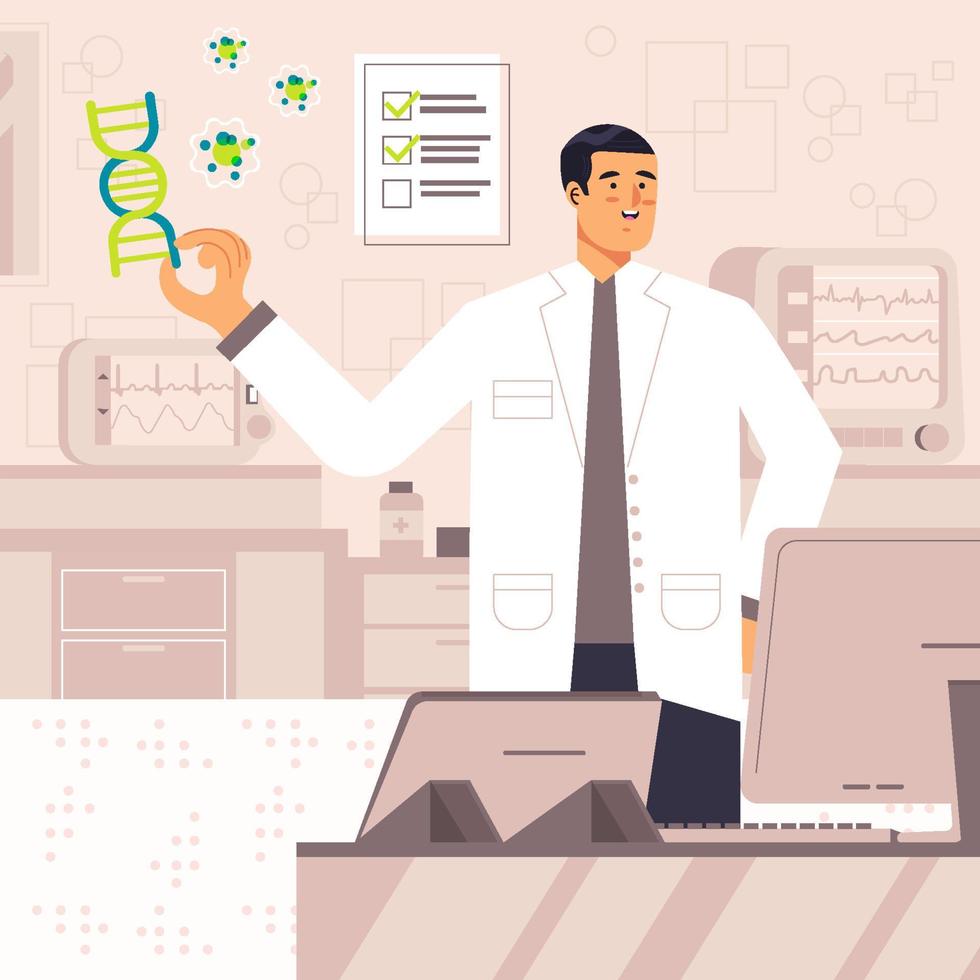 médico que presenta datos médicos en concepto de oficina vector