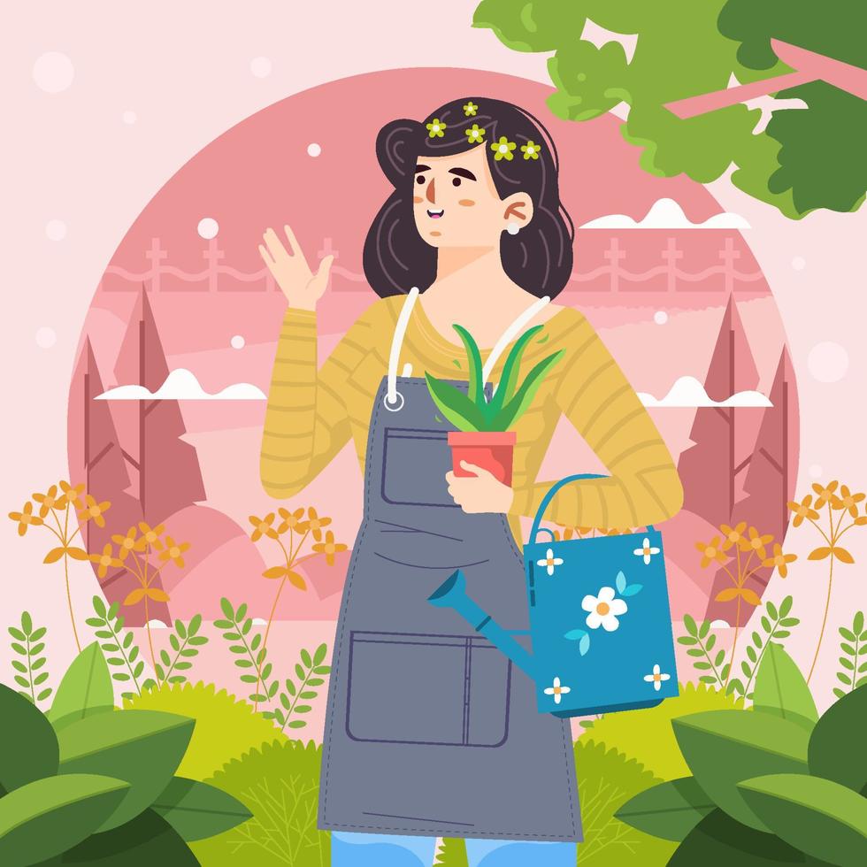 Gardener Ready To Work Concept vector