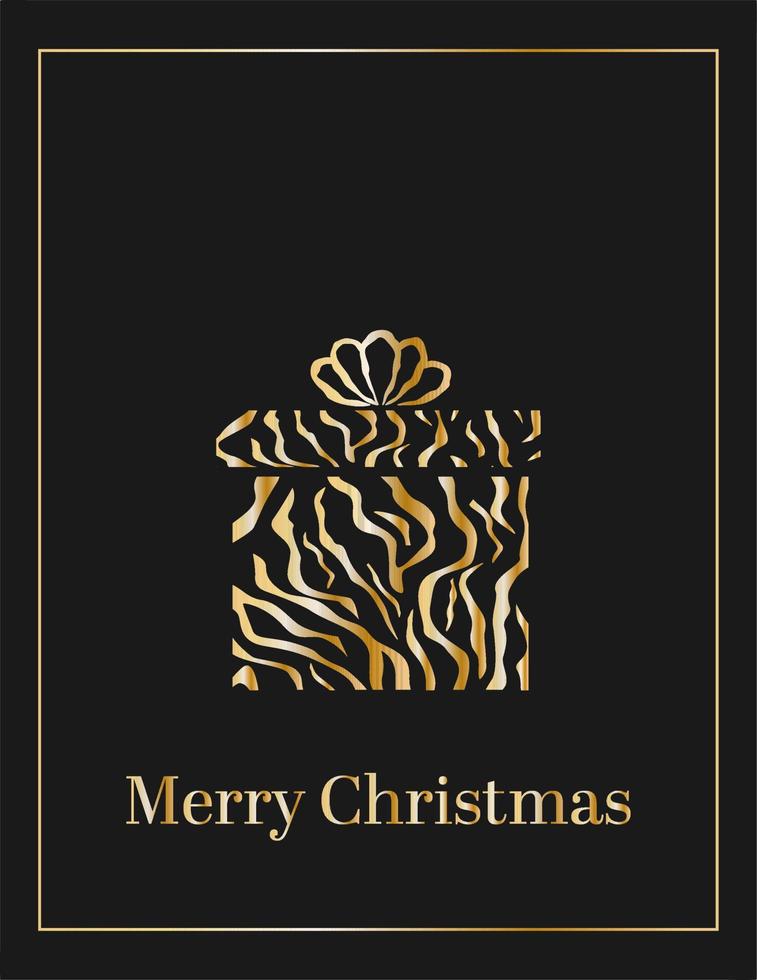 golden tiger texture gift box on black background vector