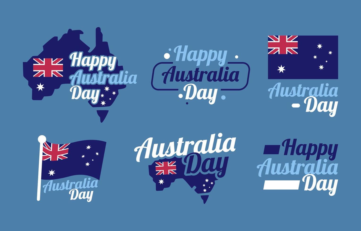 feliz día de australia colección de etiquetas vector