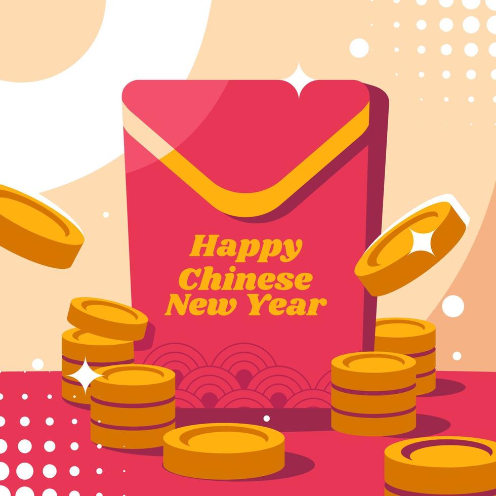 Chinese New Year Red Packet With Red And Gold Color vector