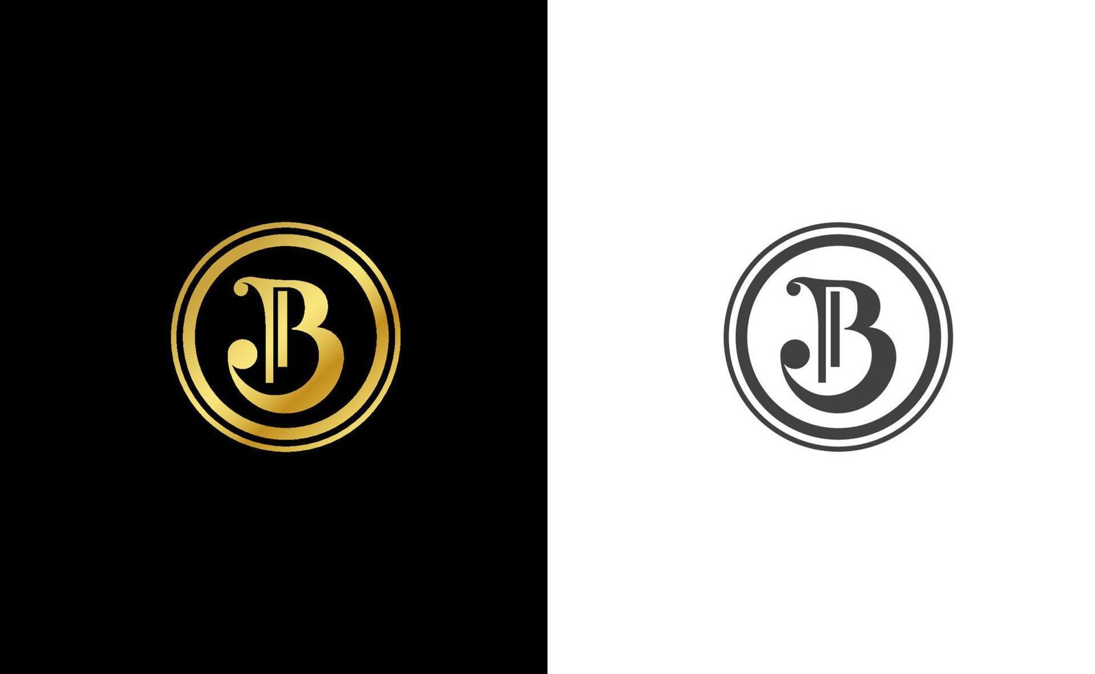 Plantilla de logotipo de vector de monograma de letra inicial b en estilo de lujo dorado