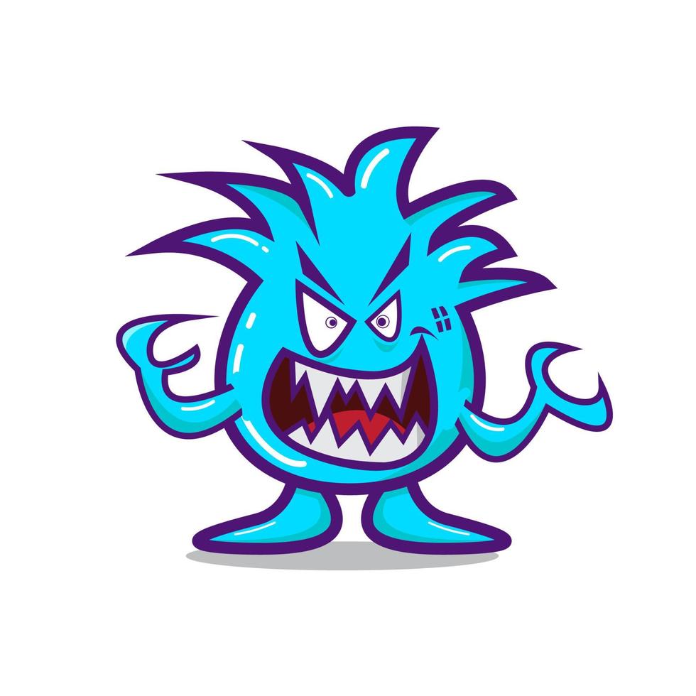 cute cartoon monster with angry face. Fit for t shirt design, print, halloween decoration, birthday party decoration, children book, etc. vector illustration