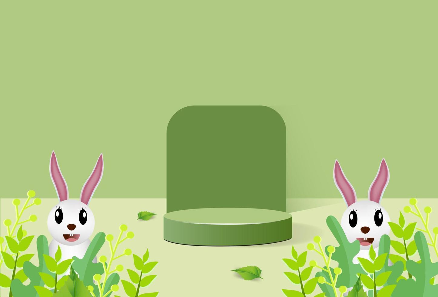 Happy easter day background 3d podium vector