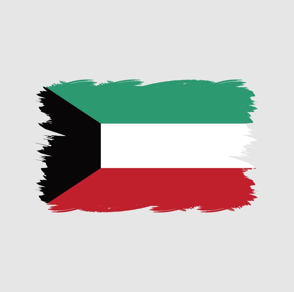 bandera de kuwait con pincel de acuarela vector