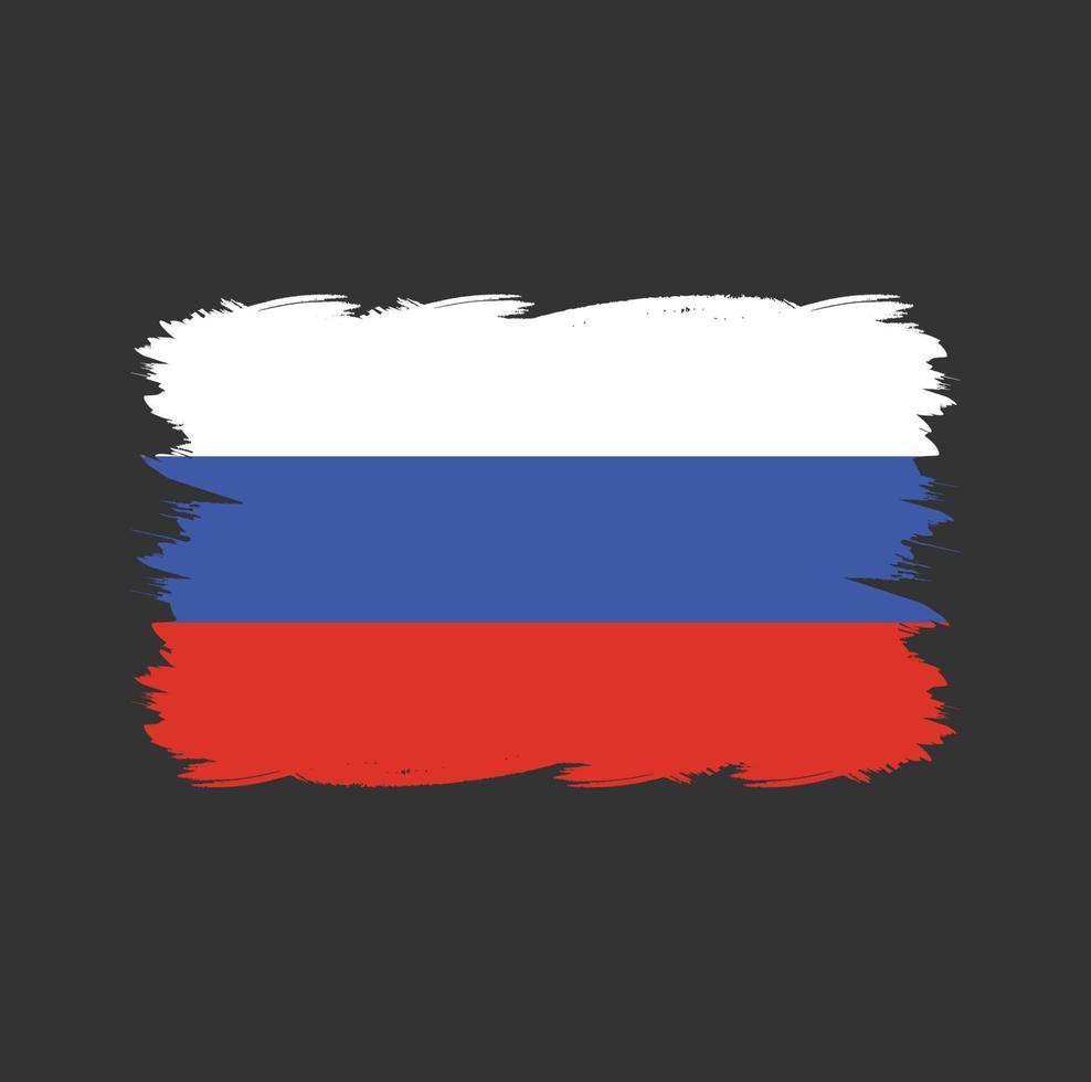 bandera de rusia con pincel de acuarela vector