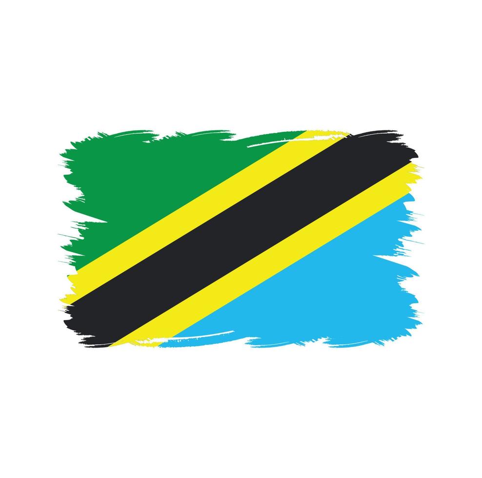 bandera de tanzania con pincel de acuarela vector