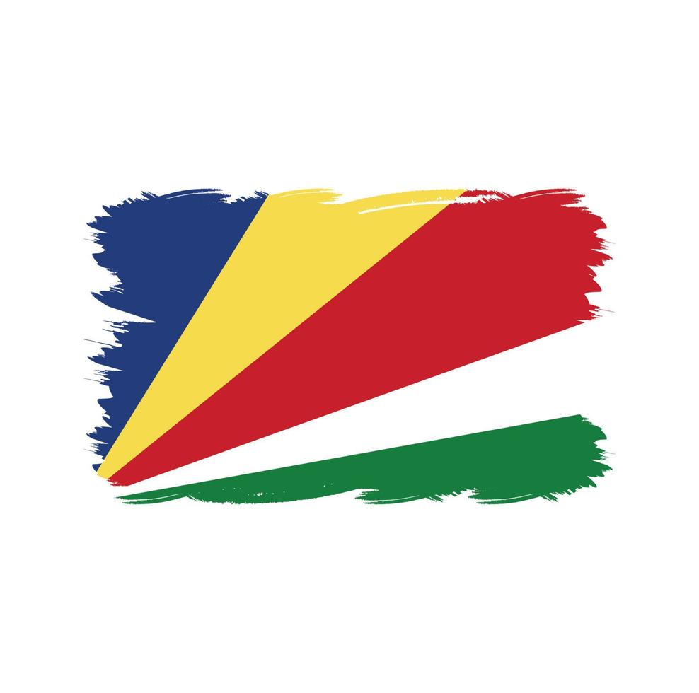 bandera de seychelles con pincel de acuarela vector