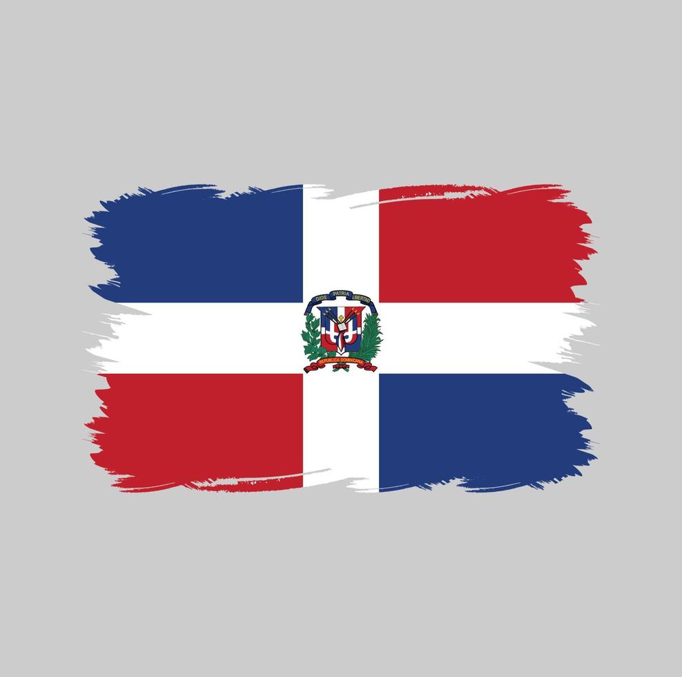 bandera de república dominicana con pincel de acuarela vector