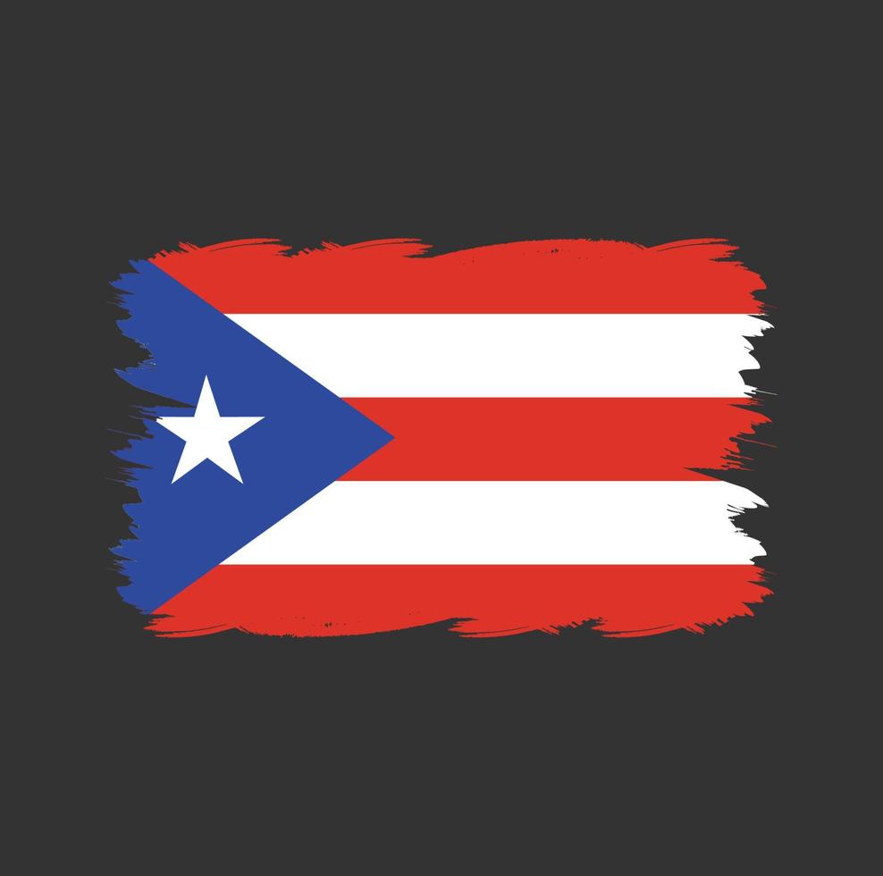 Puerto Rico flag with watercolor brush vector