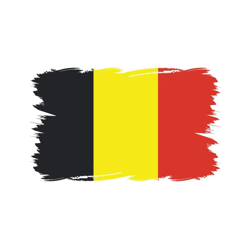 bandera de bélgica con pincel de acuarela vector