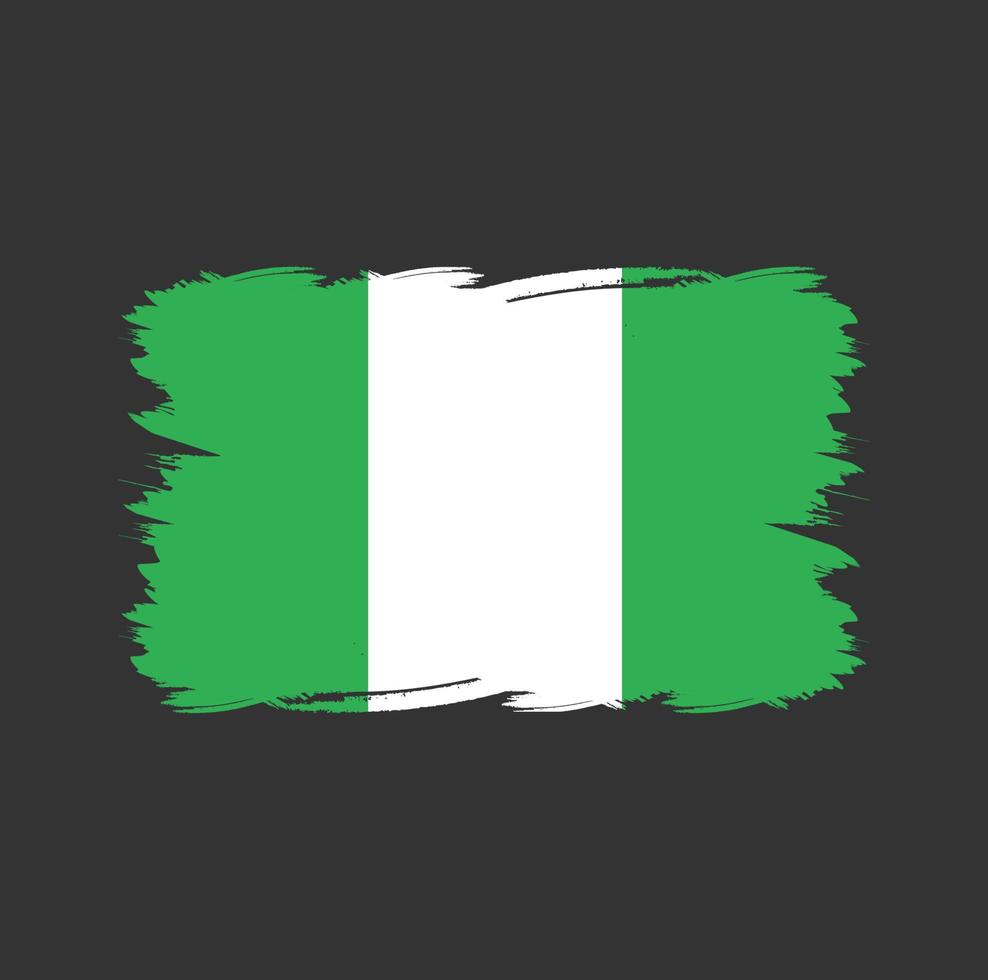 bandera de nigeria con pincel de acuarela vector