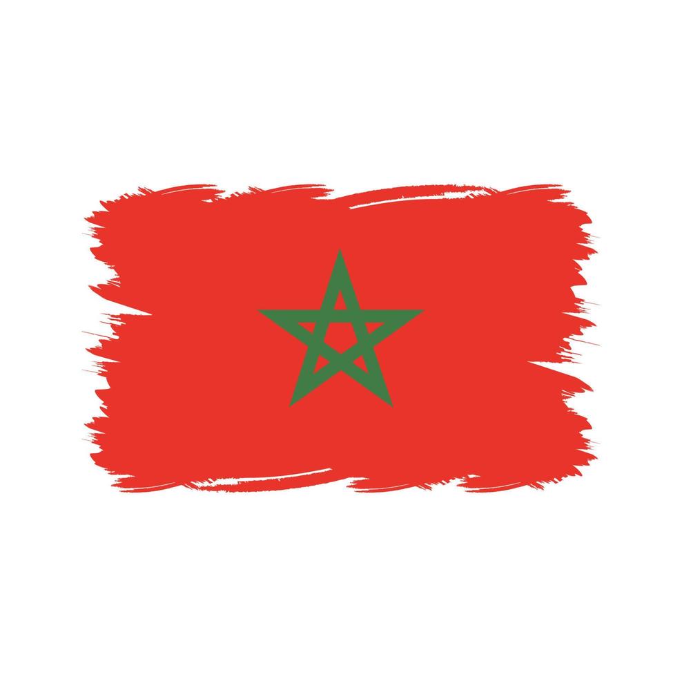 Morocco flag with watercolor brush vector