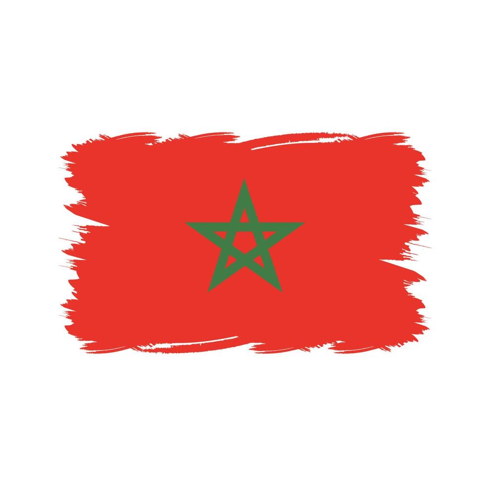 bandera de marruecos con pincel de acuarela vector