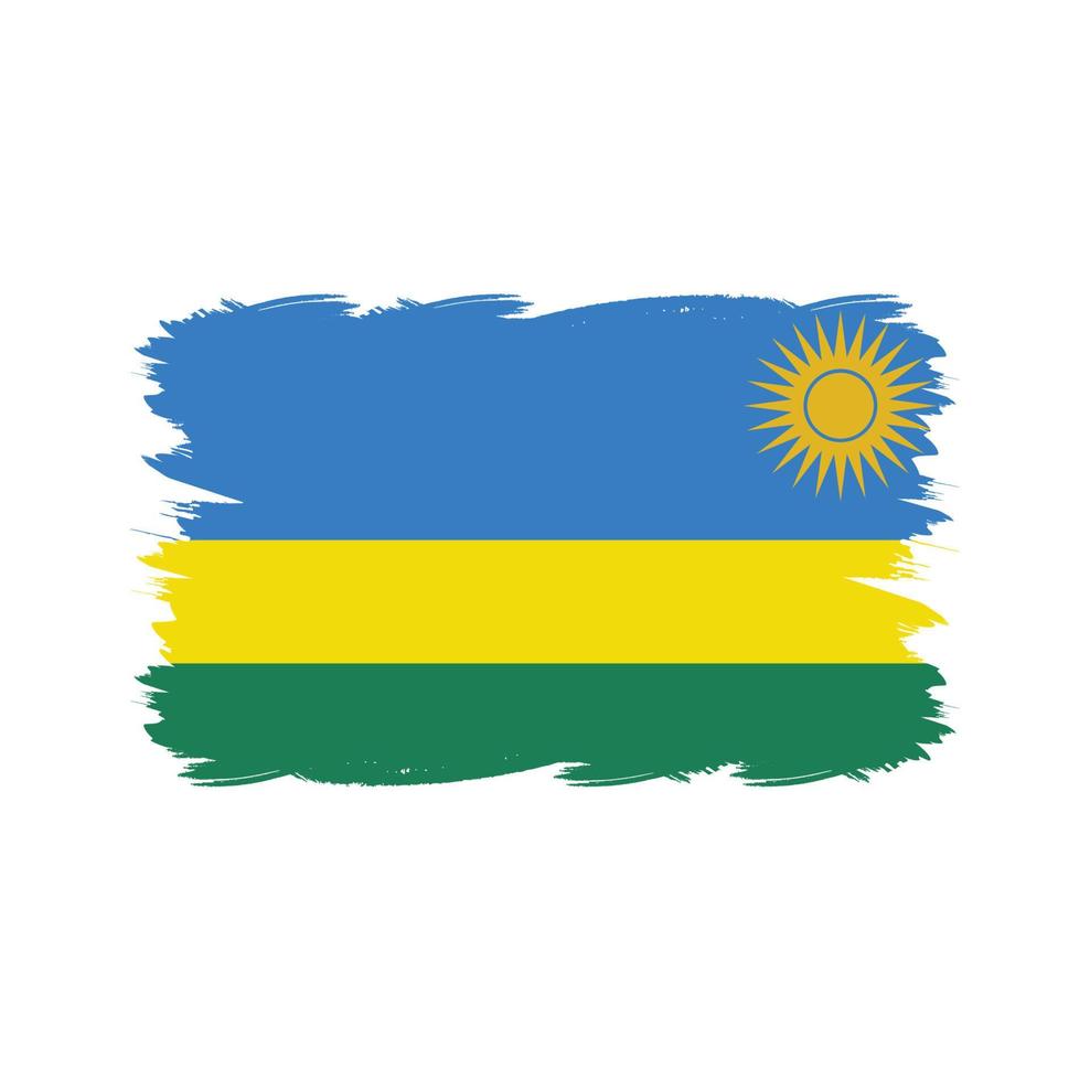 bandera de ruanda con pincel de acuarela vector