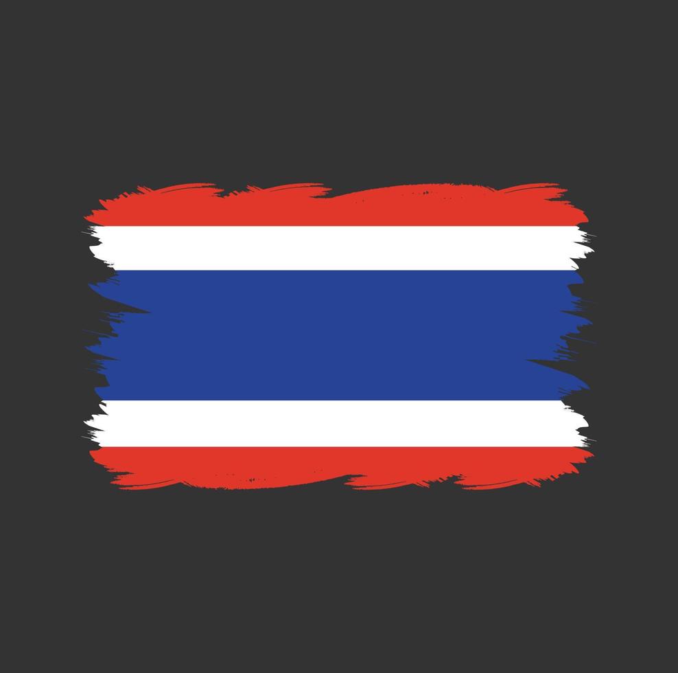 bandera de tailandia con pincel de acuarela vector