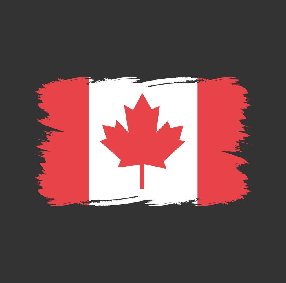 bandera de canadá con pincel de acuarela vector