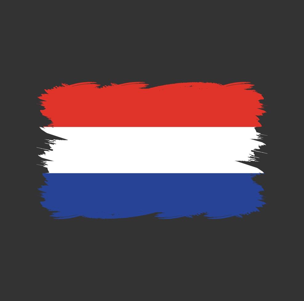 Netherlands flag with watercolor brush vector