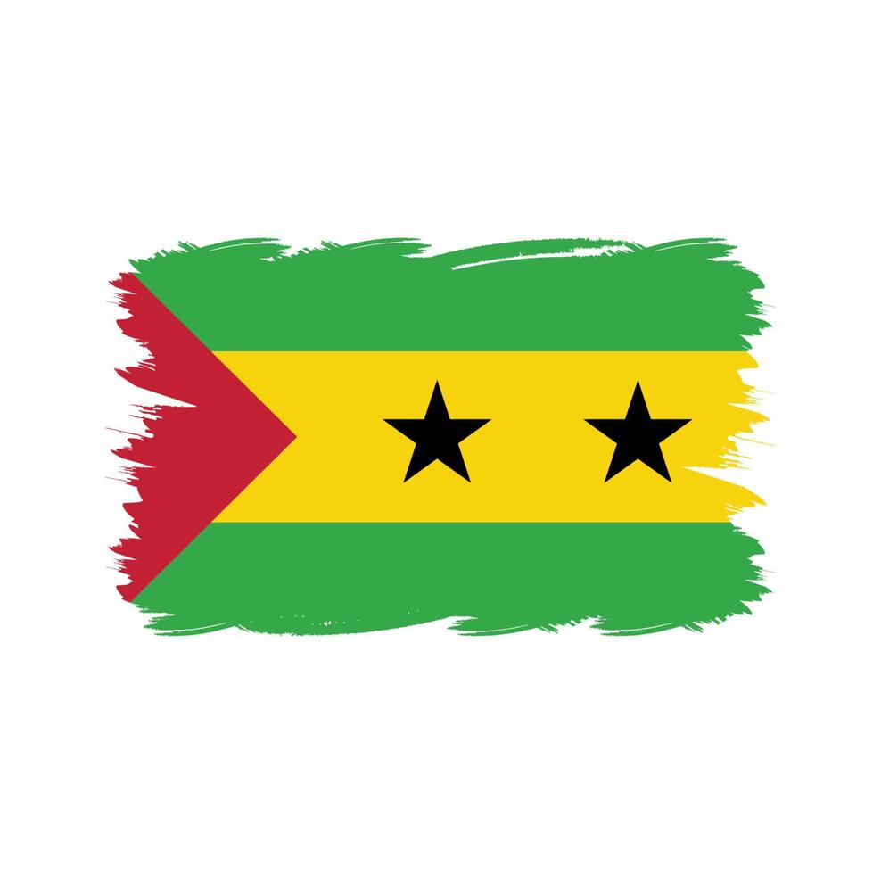 Sao Tome and Principe flag with watercolor brush vector