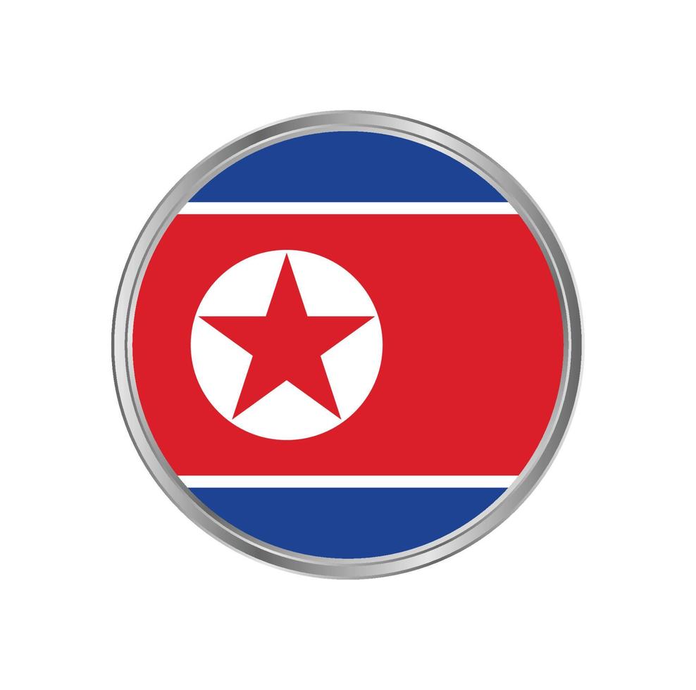 bandera de corea del norte con marco de metal vector