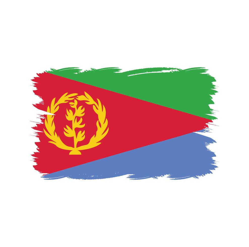 Eritrea flag with watercolor brush vector