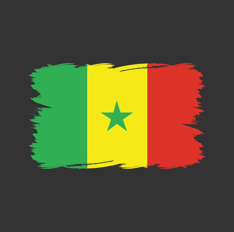 bandera de senegal con pincel de acuarela vector