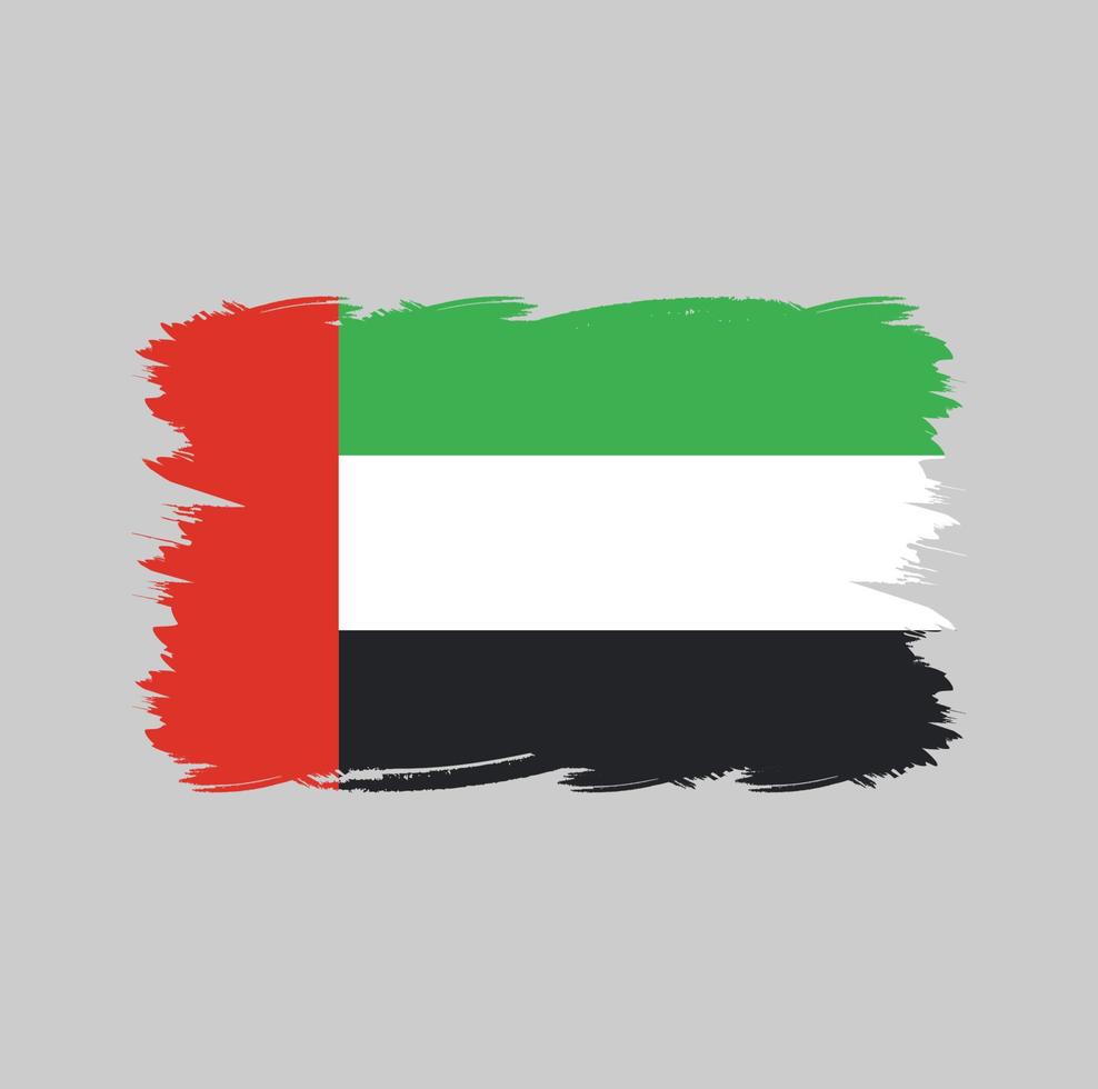 bandera de emiratos árabes unidos con pincel de acuarela vector