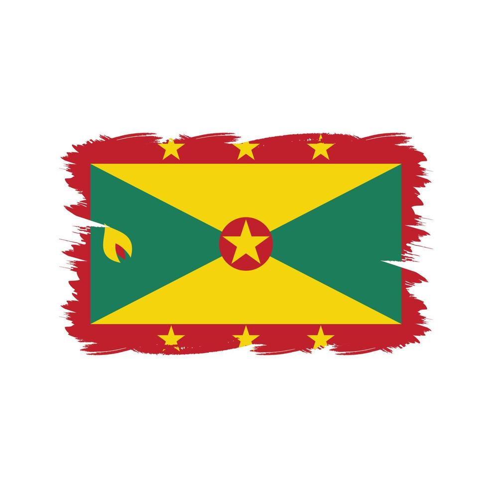 Grenada flag with watercolor brush vector