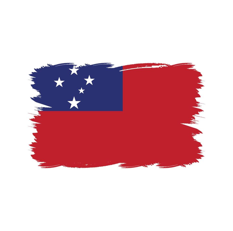 Samoa flag with watercolor brush vector