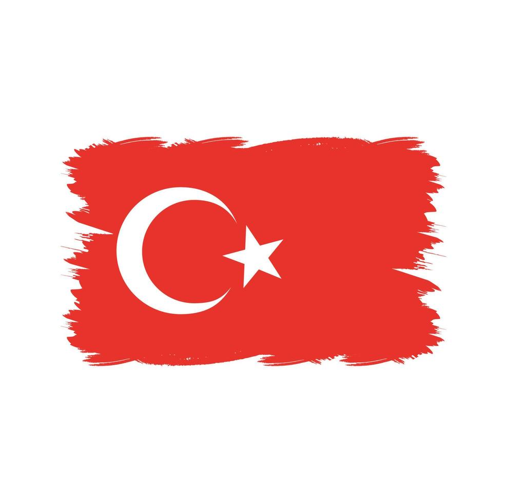 bandera de turquía con pincel de acuarela vector