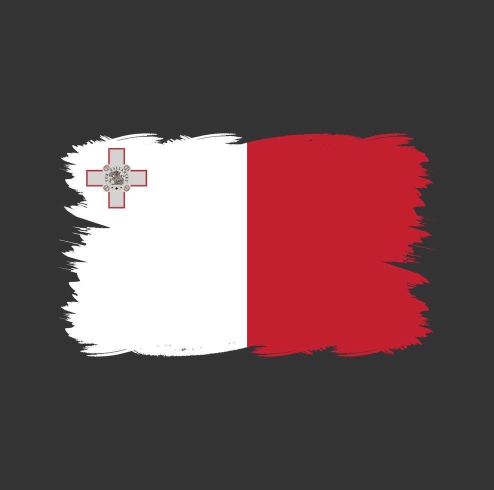 bandera de malta con pincel de acuarela vector