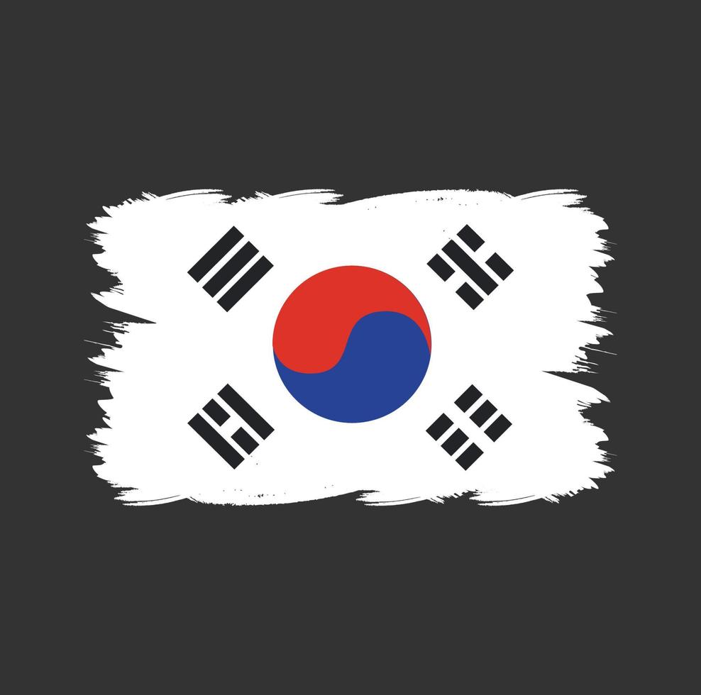 bandera de corea del sur con pincel de acuarela vector