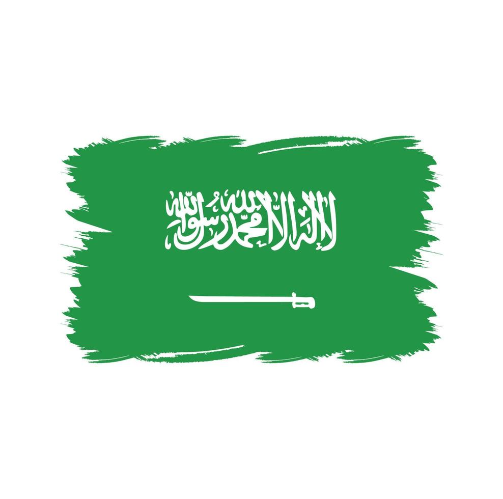 bandera de arabia saudita con pincel de acuarela vector